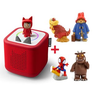 Toniebox 2 starter bundle - create your own 5 tonies in sunset red colour.