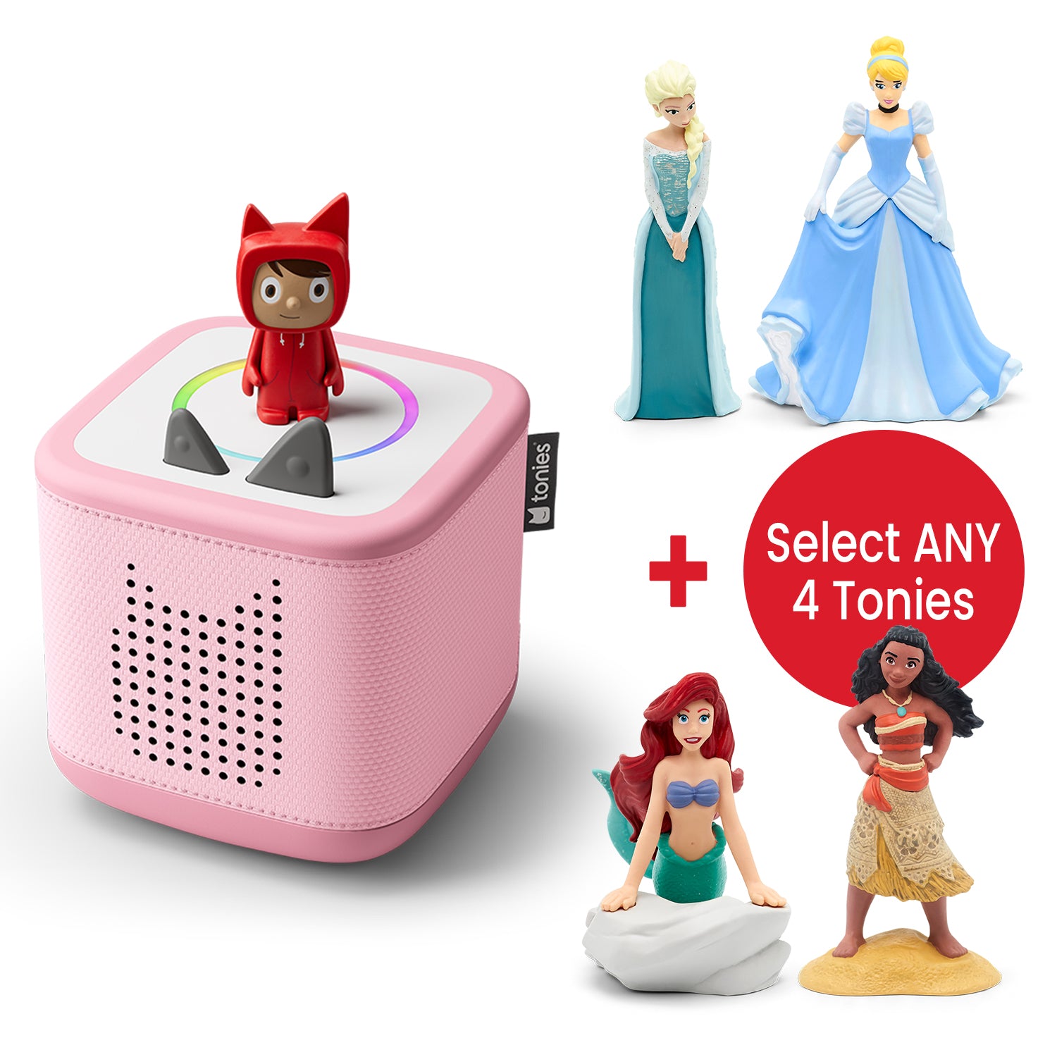 Toniebox princess bundle with 4 Disney Princess figures.