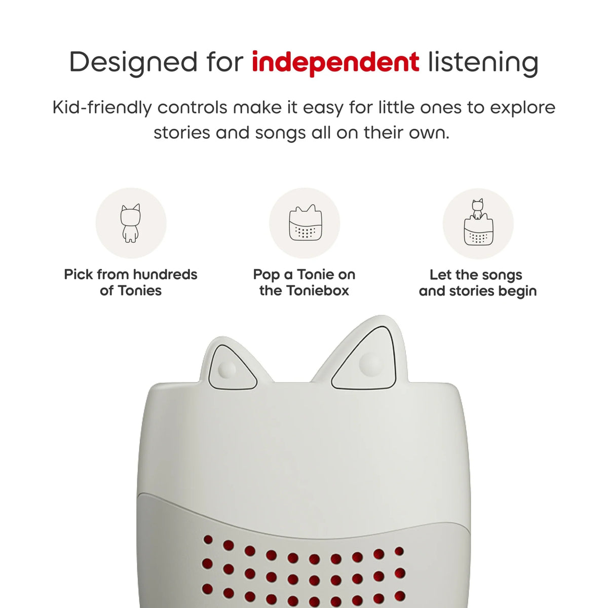 Close-up of Toniebox Lite top surface, simple controls designed for independent use by children
