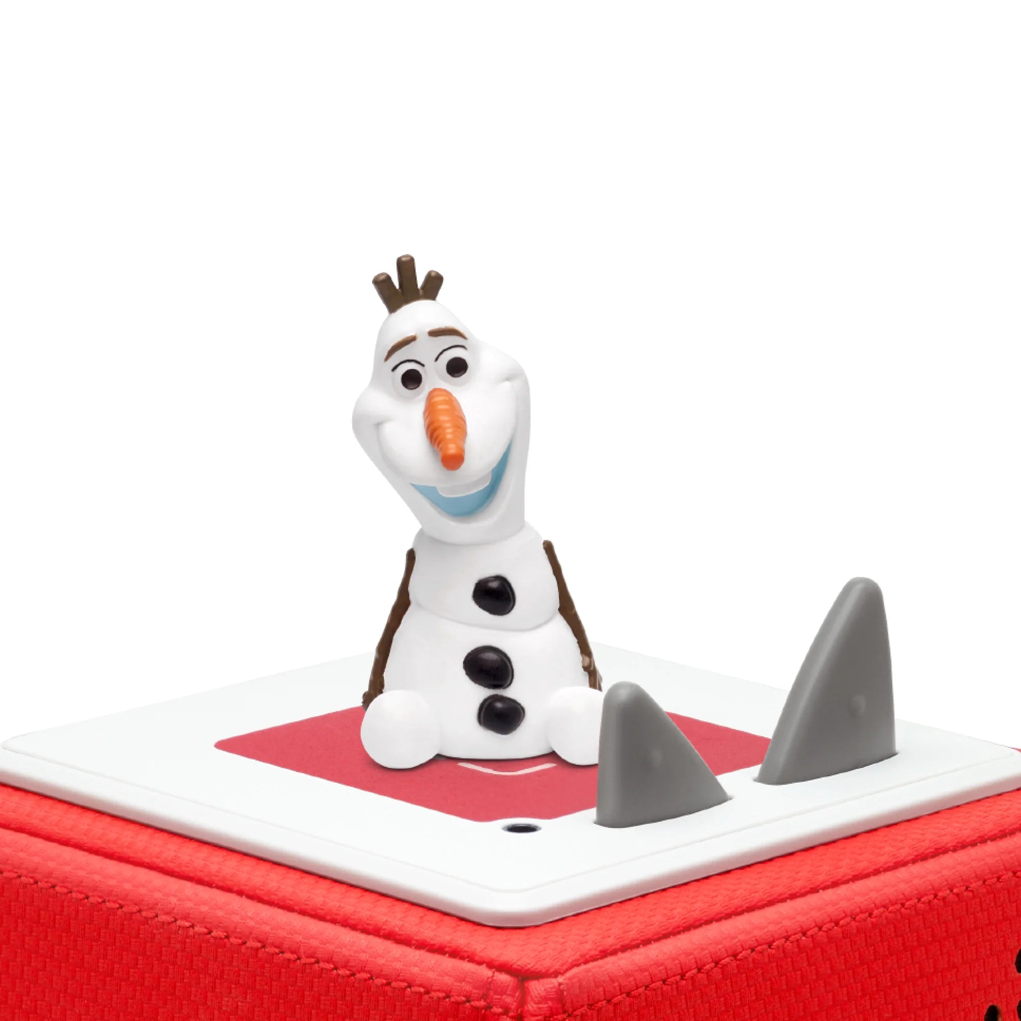 Close-up detail of the Olaf figure’s face and cheerful expression.
