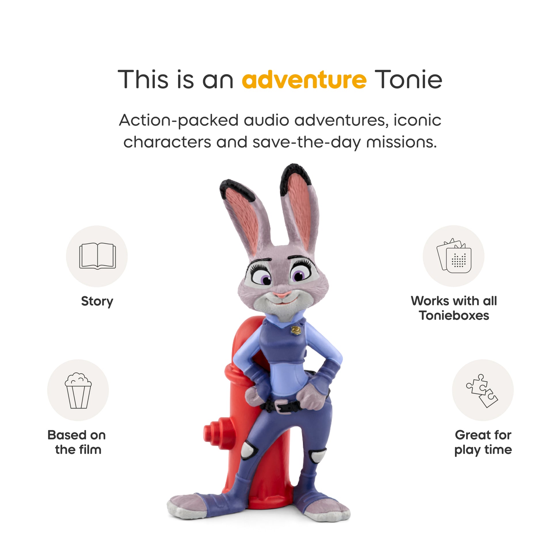 Disney Zootropolis Judy Hopps audio character for the Toniebox system.
