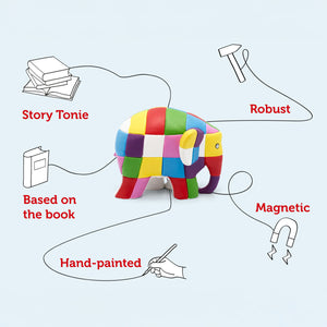 Colourful Elmer character for kids’ audio stories