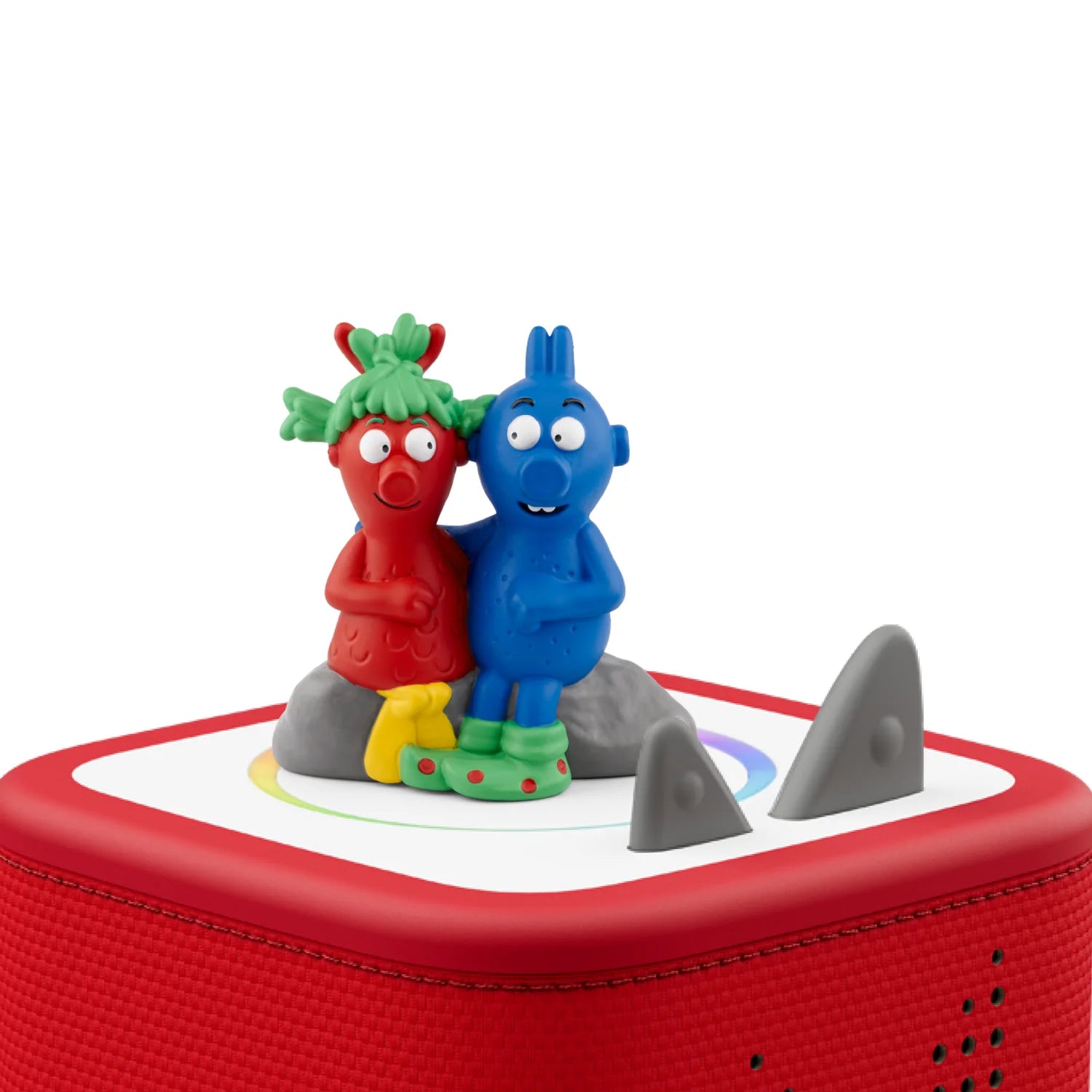 The Smeds and The Smoos Tonie magnetically attached to a Toniebox speaker.