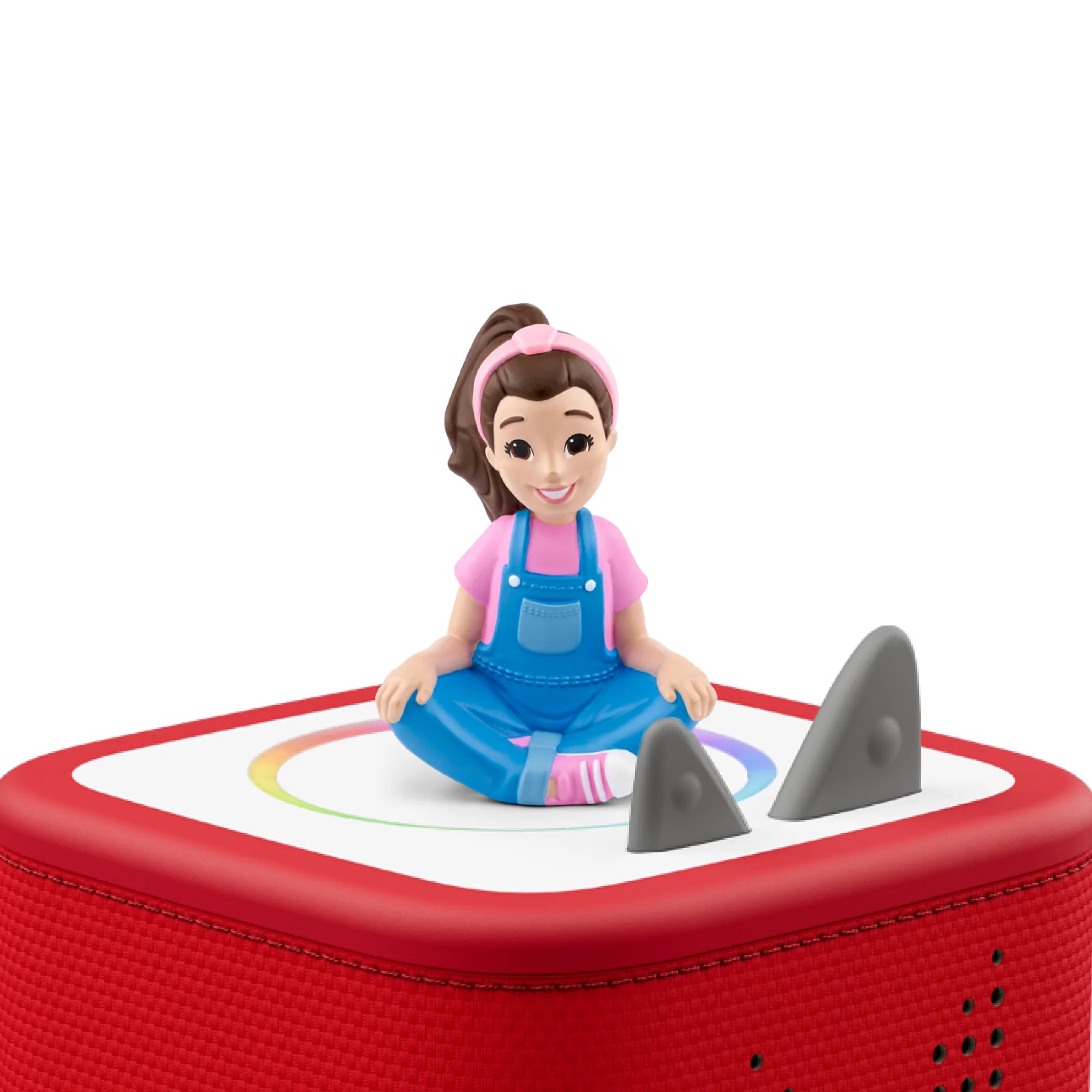 Ms. Rachel Tonie figure placed on top of a Toniebox speaker.