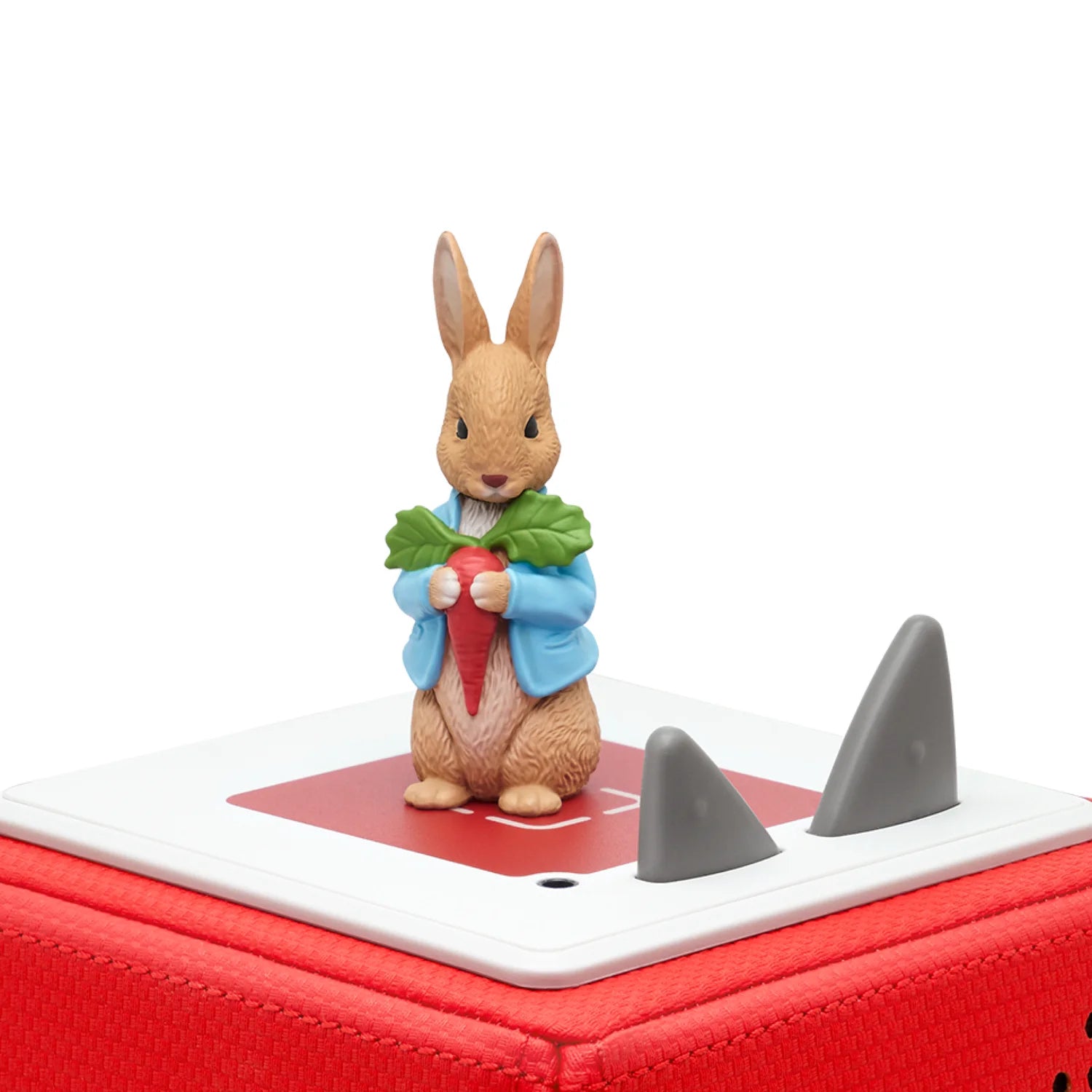 Peter Rabbit Tonie figure with toniebox on white background, children’s audio character for storytelling.