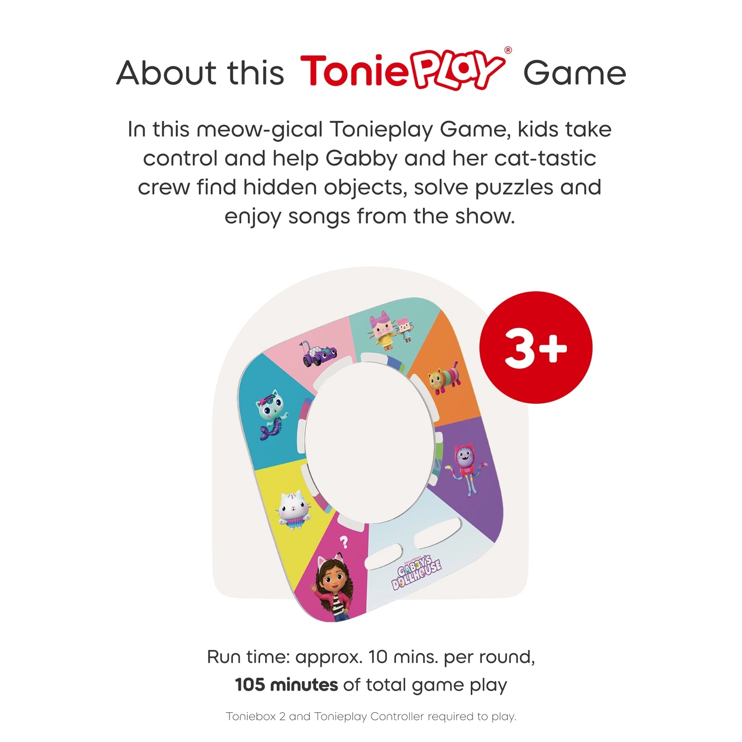Tonieplay game board with gabby and her cat friends - perfect for kids age 3 years+.