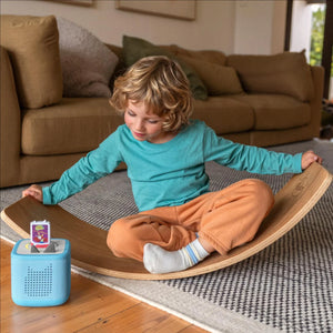 A Toniebox with the Horrid Henry "Spooky Stories" figure attached, illustrating how children can listen to mysteries and mayhem.