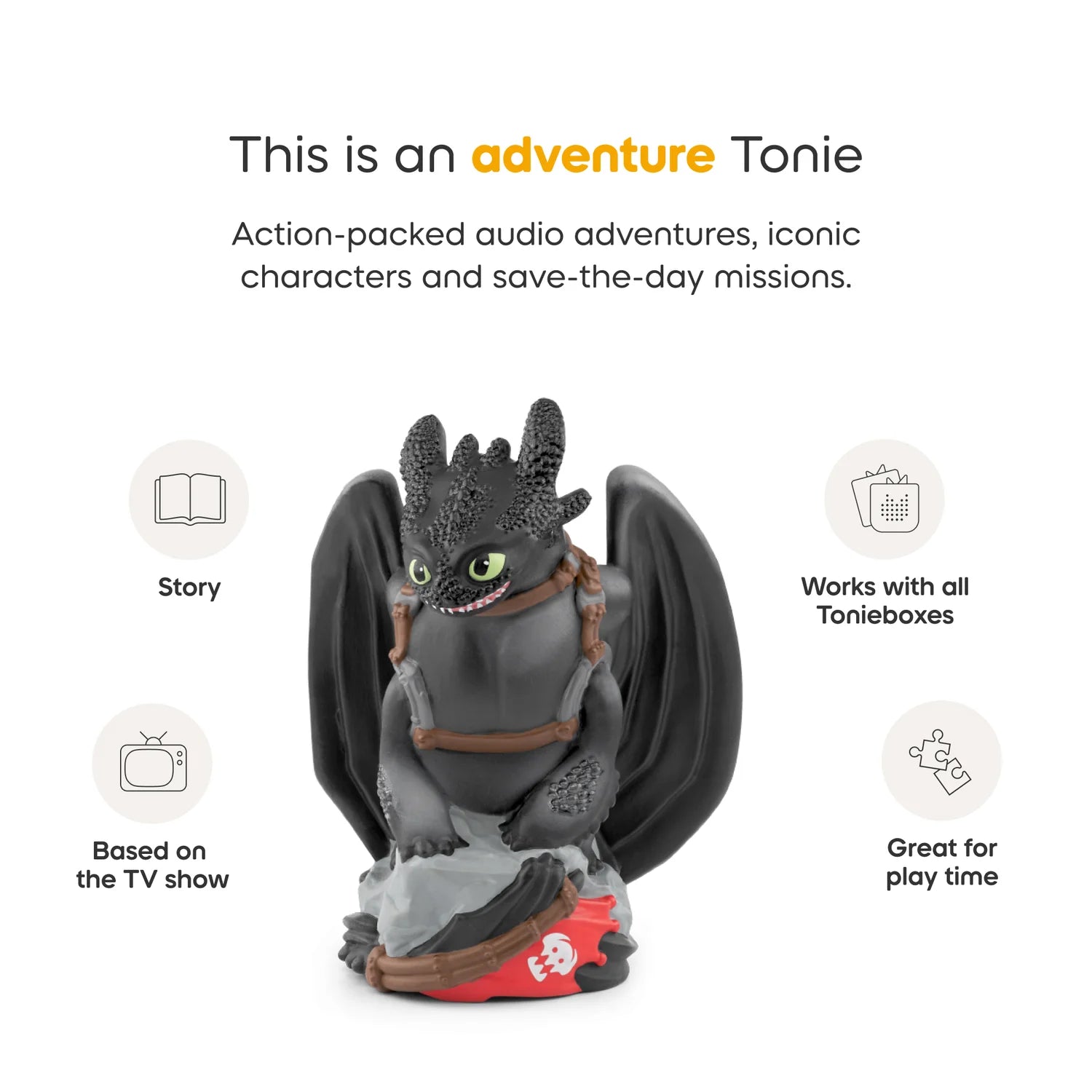 Playable Toothless figure with Toniebox for storytime