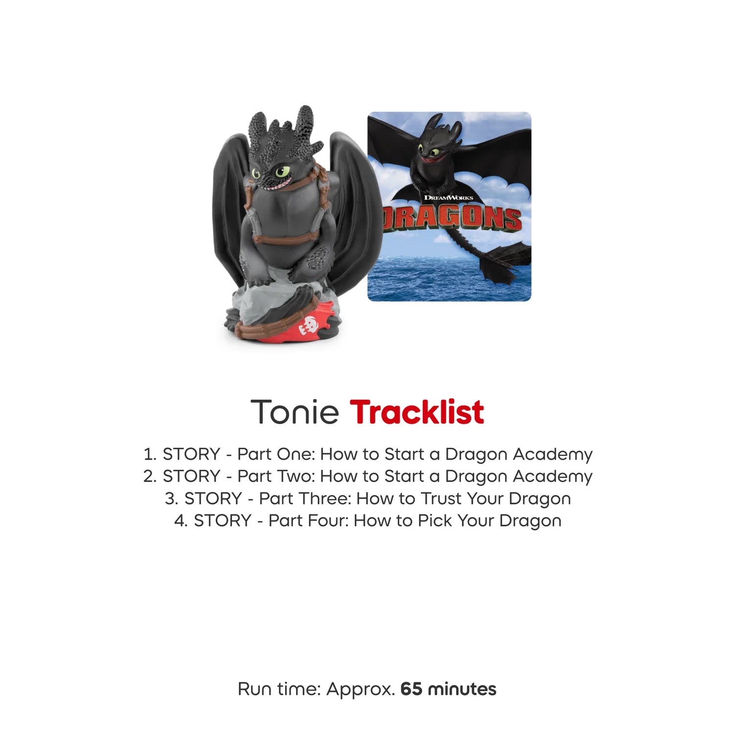 Tracklist of Toothless Tonie figure for Toniebox playtime