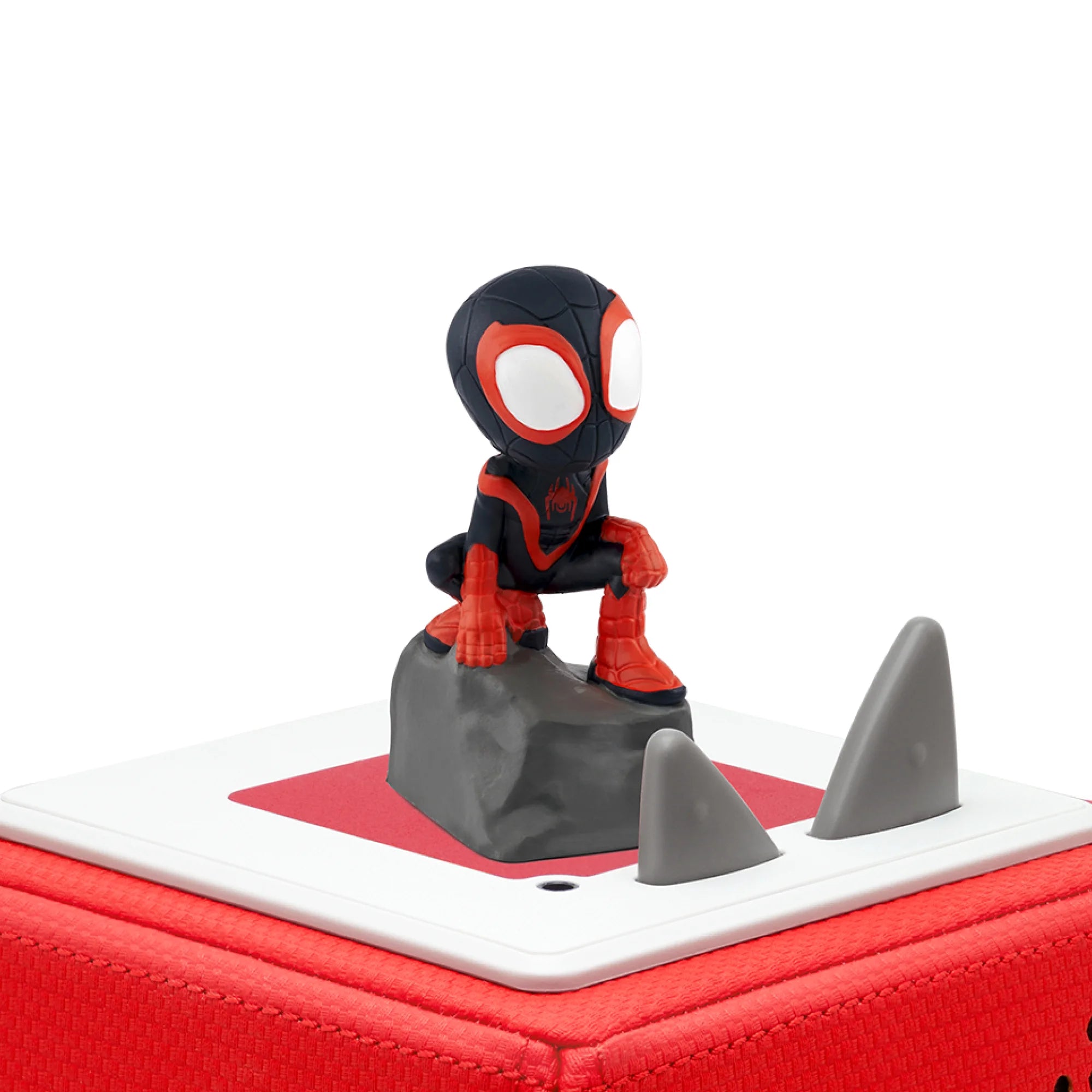 Close-up of Miles Morales Tonies character in Spider-Man suit