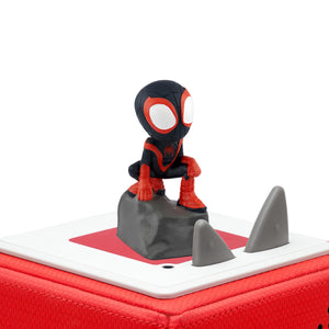 Close-up of Miles Morales Tonies character in Spider-Man suit