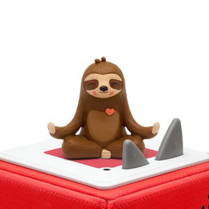 The Mo the Sloth Tonie figure sitting on top of a red Toniebox.
