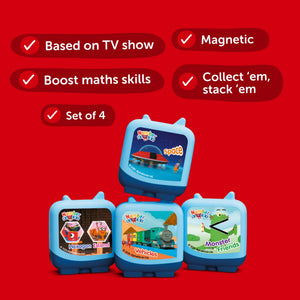 Four colourful Tonies figures designed for fun educational listening
