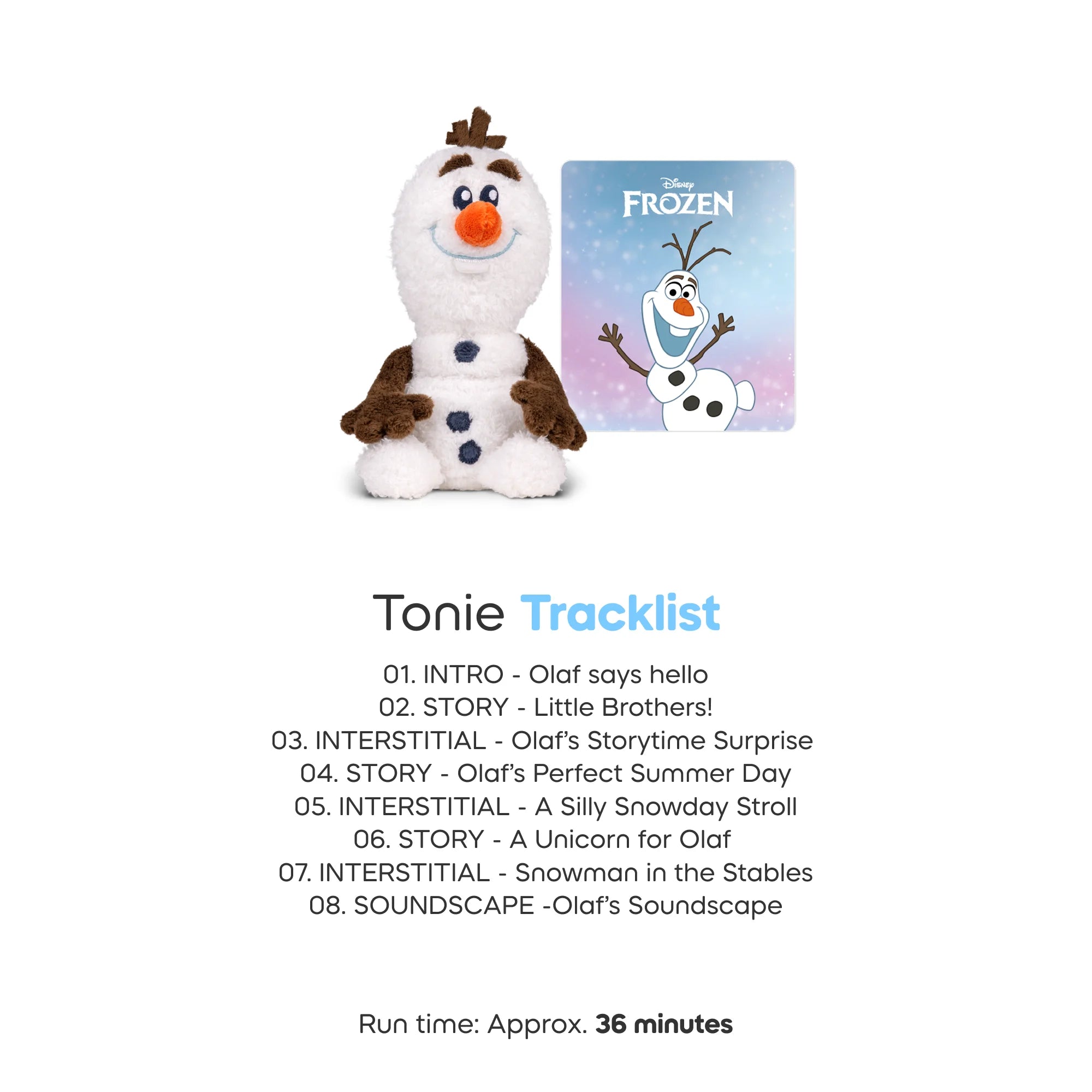 Tracklist of tonies olaf cuddle tonie.