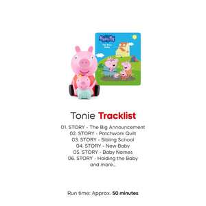 Tracklis of tonies peppa pig the new baby.