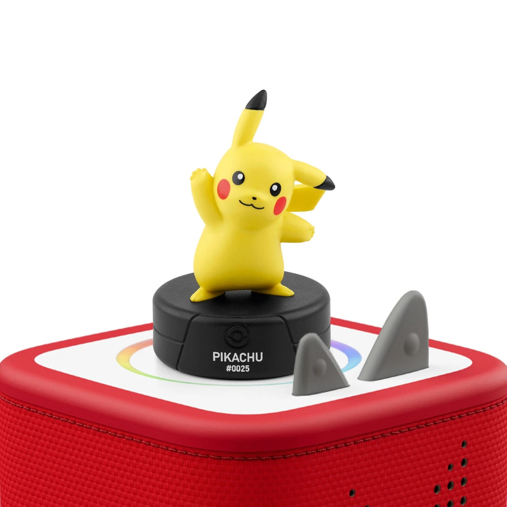 Tonies Pokemon pikachu on the toniebox in a white background