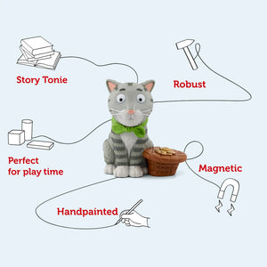 Tabby McTat Tonie character shown on its magnetic base, ready to play.