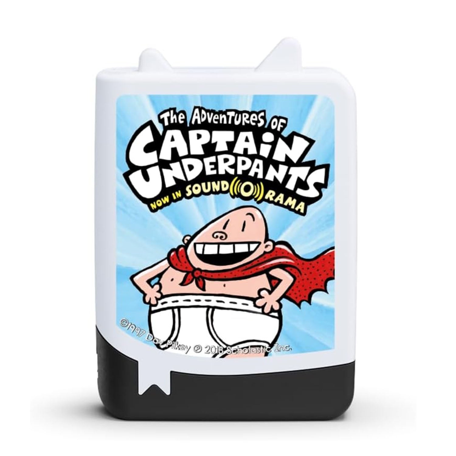 The character wears only a white cape, white briefs, and a cheerful smile, embodying a playful superhero style