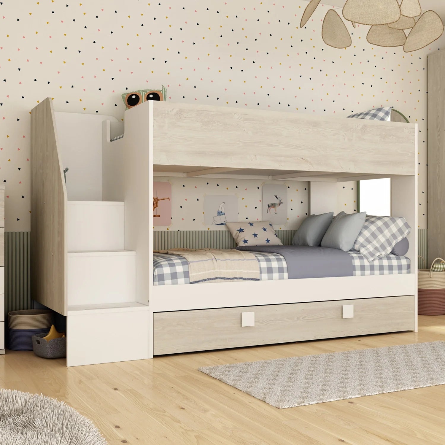 Trasman easy bunk bed with underbed trundle is perfect for ages 6 years+.
