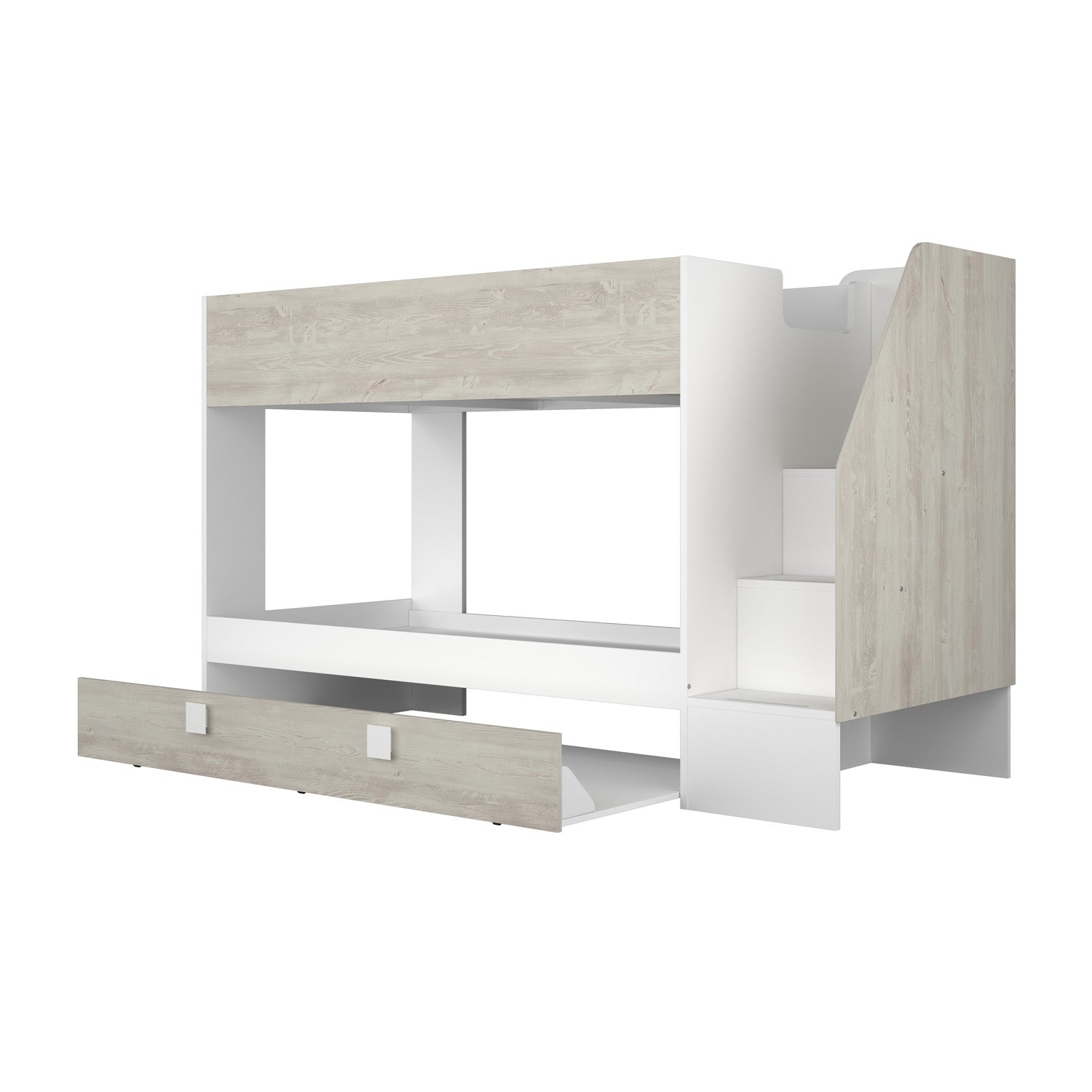 A pull-out trundle/storage drawer is included with this bunk bed, which is perfect for storing items or letting family or friends sleep over.