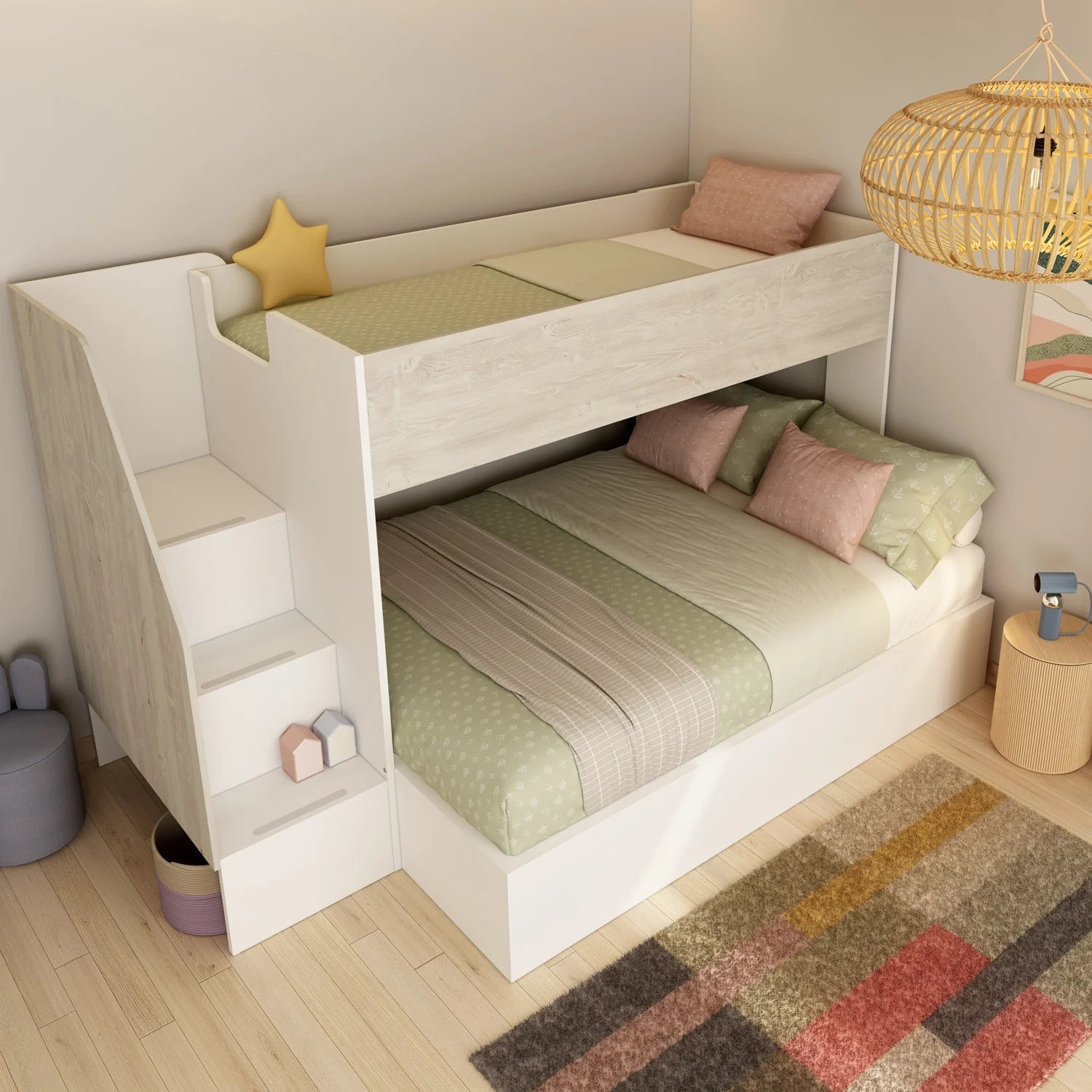 Trasman easy triple bunk bed - double bed with single top bed