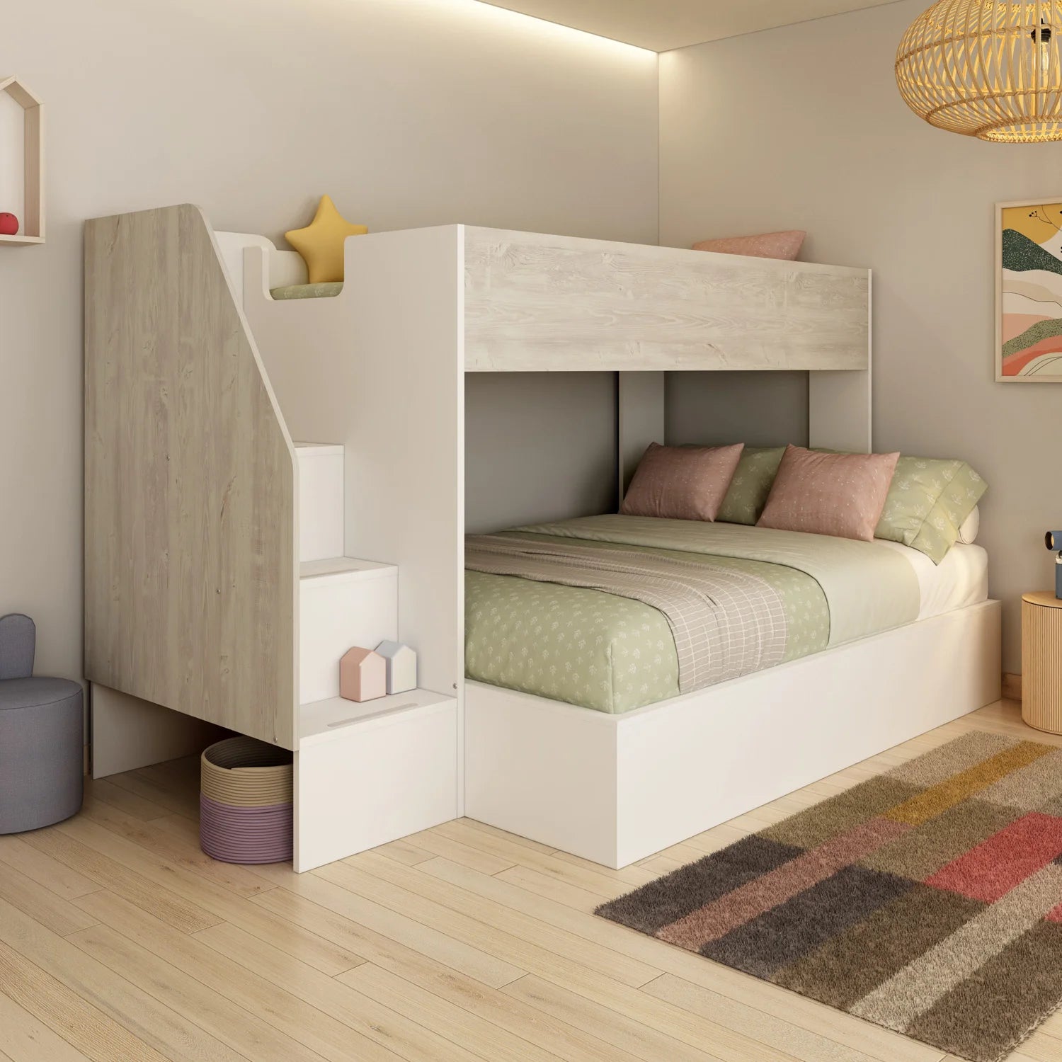 Trasman Easy Triple Bunk Bed - Cascina & White