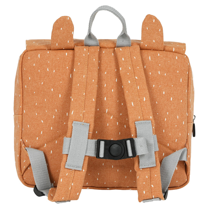 Back view of the animal backpack showcasing the adjustable padded straps and secure chest strap.