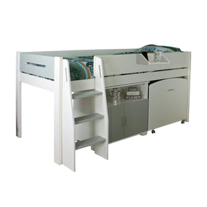 Space-saving bunk bed with white and grey finish