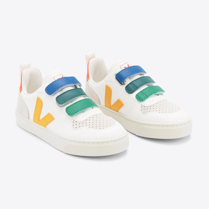 Veja V-10 Kids Leather Trainers - Multico White Ouro