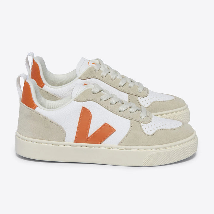 Veja V-10 White Fury Almond sneakers - iconic design with ChromeFree leather and eco-conscious materials.