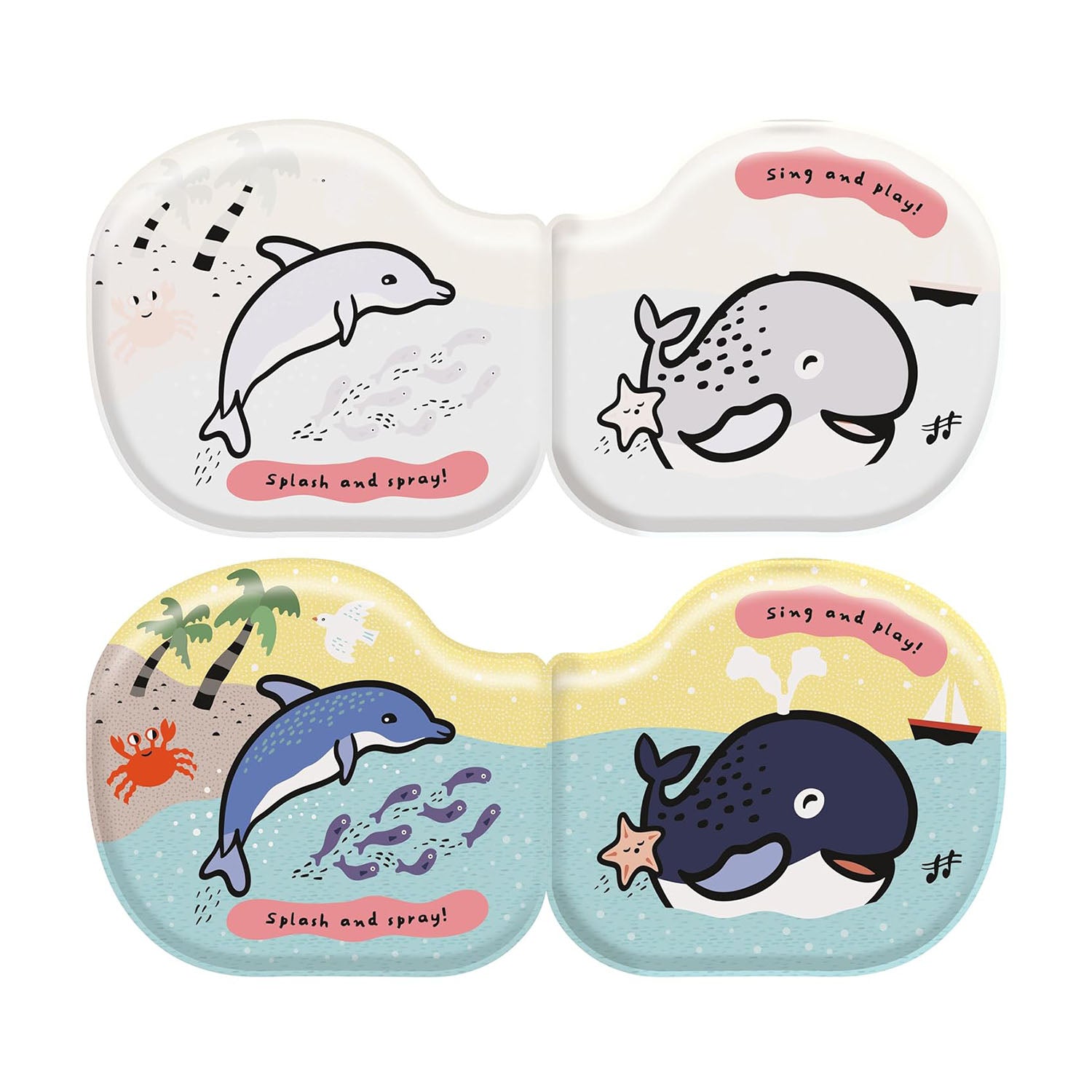 Wee Gallery Whale & Friends squeezable bath book for toddlers