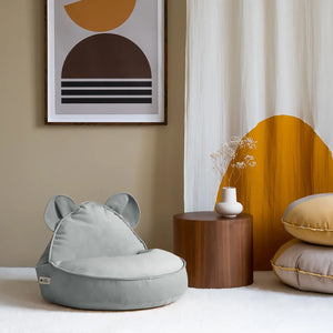 Lifestyle image of misty green bean bag.