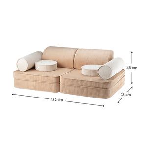 Dimension of Wigiwama sofa set in white background.