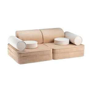 Wigiwama Children's Modular Sofa - 9 Piece Settee - Brown Sugar Settee