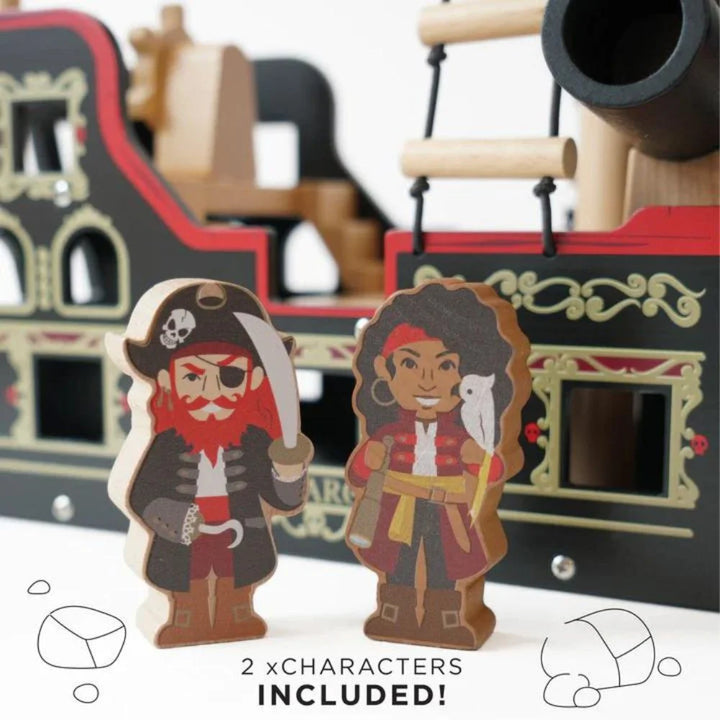 Wooden Pirate Ship Toy and Pirate Figures Barbarossa Le Toy Van