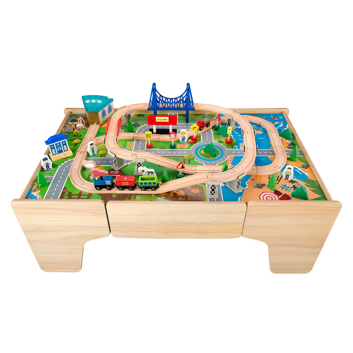 Hooga Wooden Train Table with track and accessories.