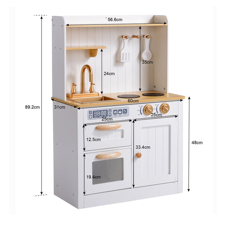 The kitchen measures 89.2 cm tall, 60 cm wide and 31 cm deep.