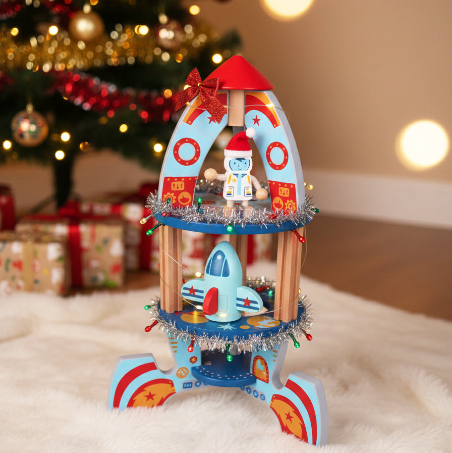 Wooden rocket ship space toys -perfect for a Christmas gift.