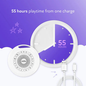 Charging Zello device via USB cable, and play 55 hours from one charge.