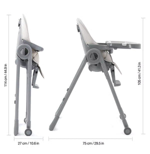 Easily foldable Allis high chair with wipe-clean removable tray