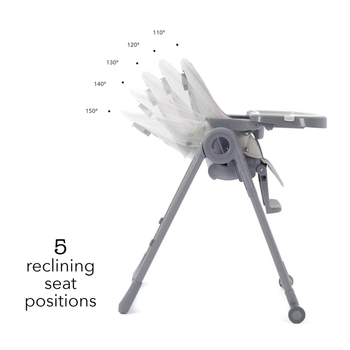 Highchair featuring 5 reclining seat positions positions