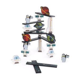 wooden balancing game set in white background