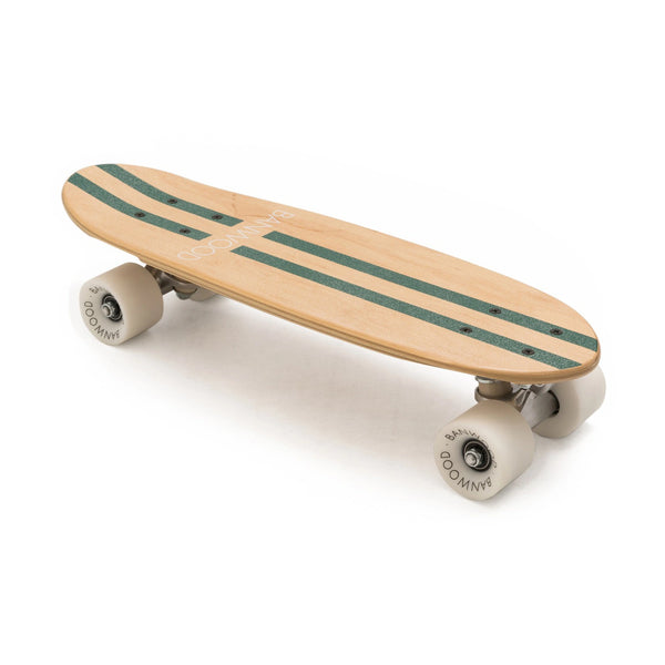 A Banwood Mini Cruiser Skateboard in a pastel color with a soft, transparent grip tape