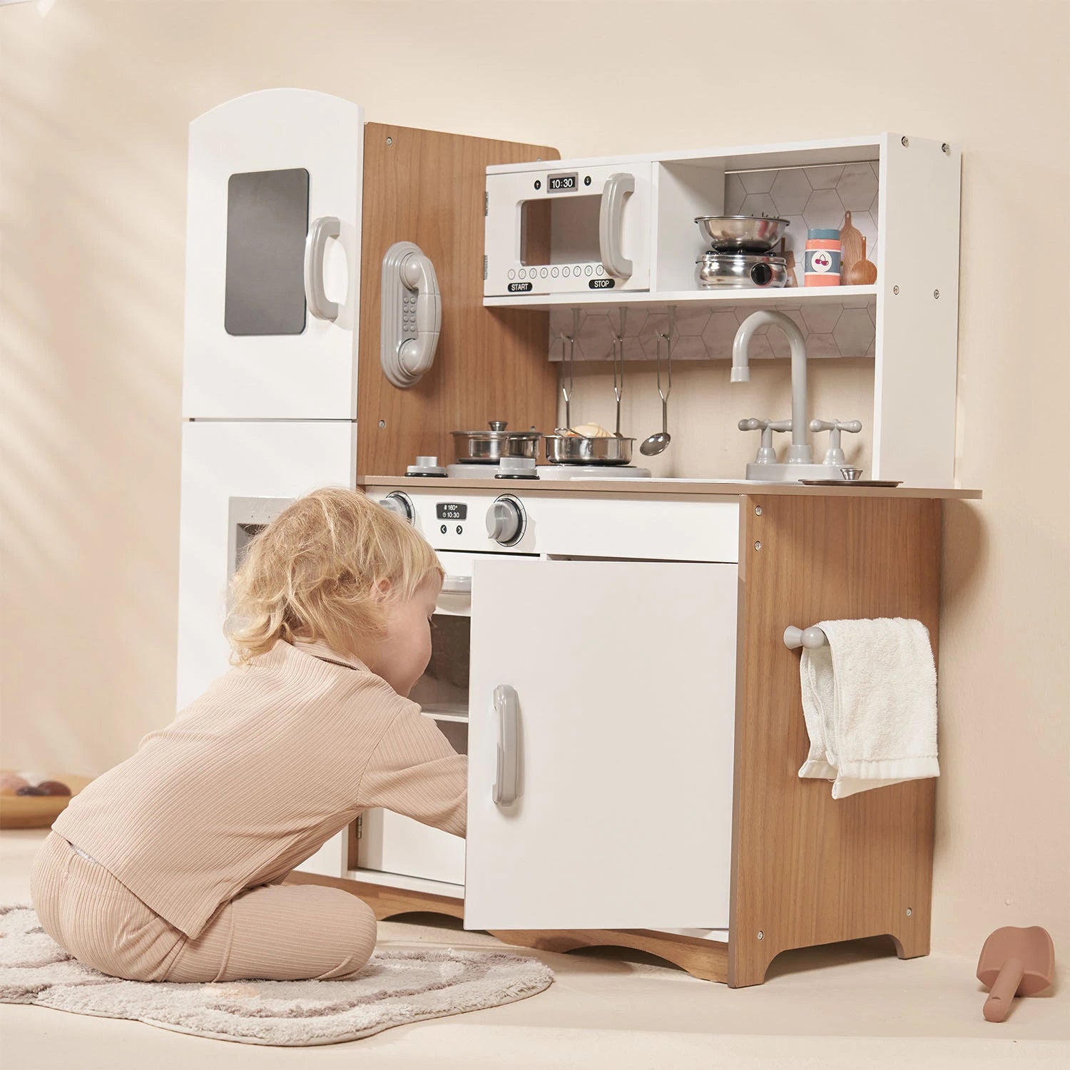 Signature Wooden Play Kitchen White, Ideal for Ages 3+