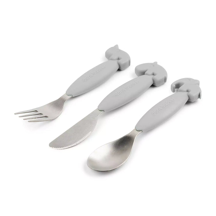 Silver Grey Easy Grip Childrens Cutlery Set - Done by Deer
