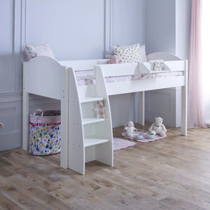 Kids Avenue Eli Midsleeper Bed: Space-saving Scandinavian pine frame with reversible ladder