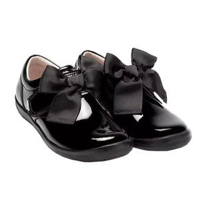 Lelli Kelly LK 8270 Elizabeth black patent school shoes with adjustable strap and bow