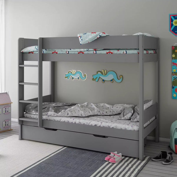 Estella Kids Bunk Bed with Pull Out Drawer - Grey