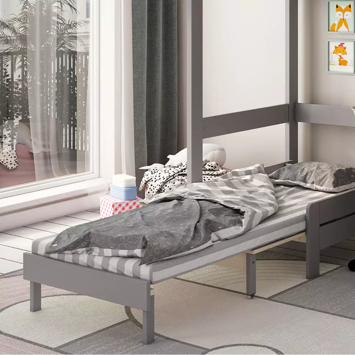 Grey High Sleeper Bed with Pull-Out Sofa - Kids Avenue Estella