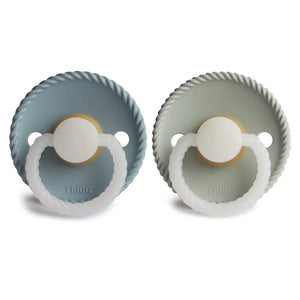 FRIGG Round Latex Pacifier 2 Pack - Stone Blue Night/Sage Night